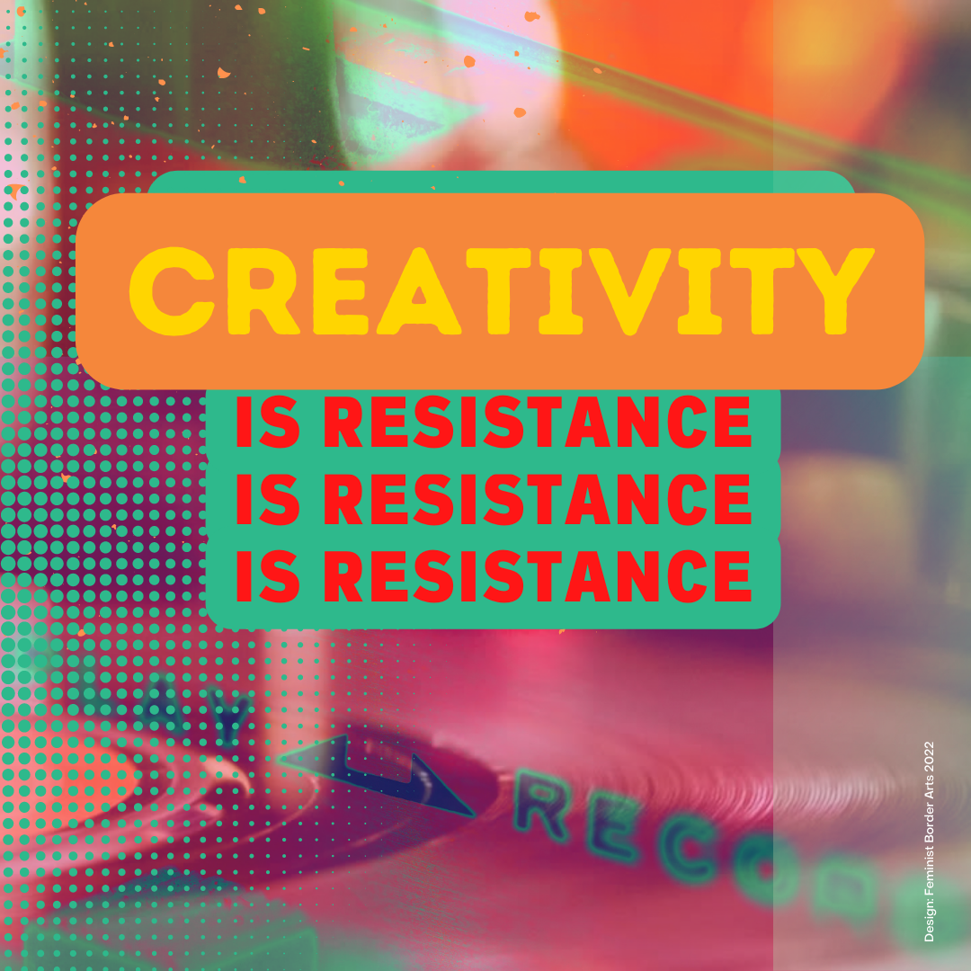 A stylized abstract with the words Creativity Is Resistance