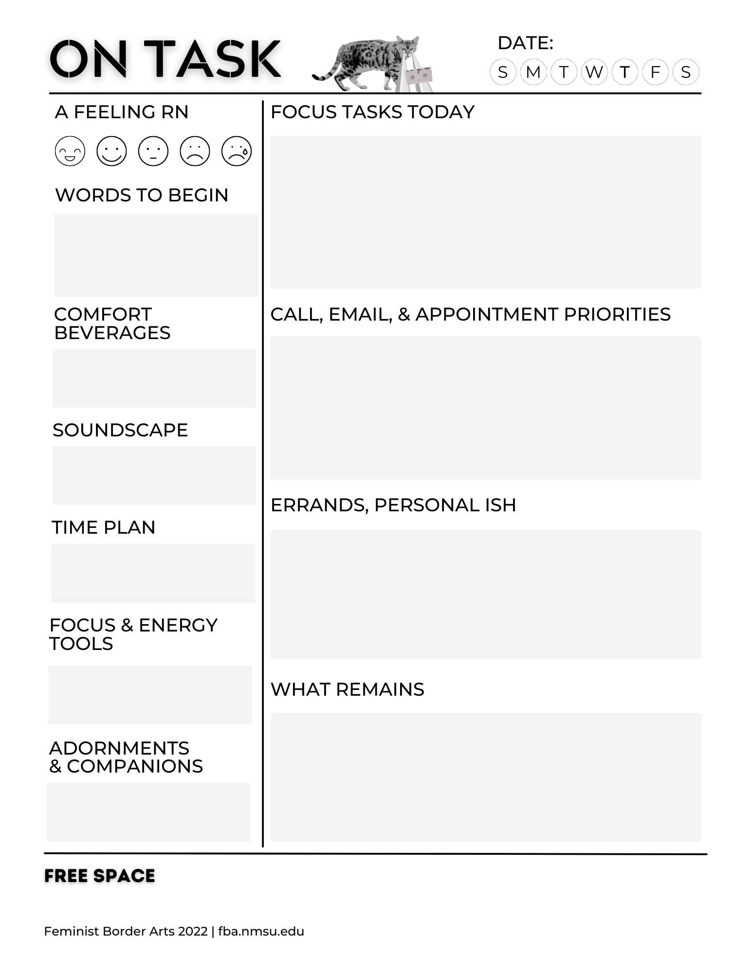 An image of the task planner page that is available as a PDF download